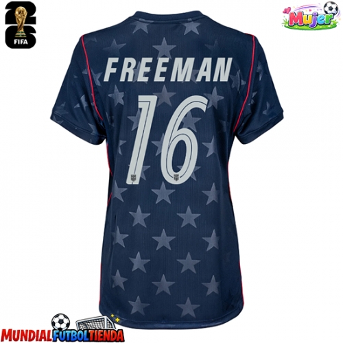 Camiseta Estados Unidos Alex Freeman #16 Segunda Equipación Replica Mundial 2026 para mujer mangas cortas